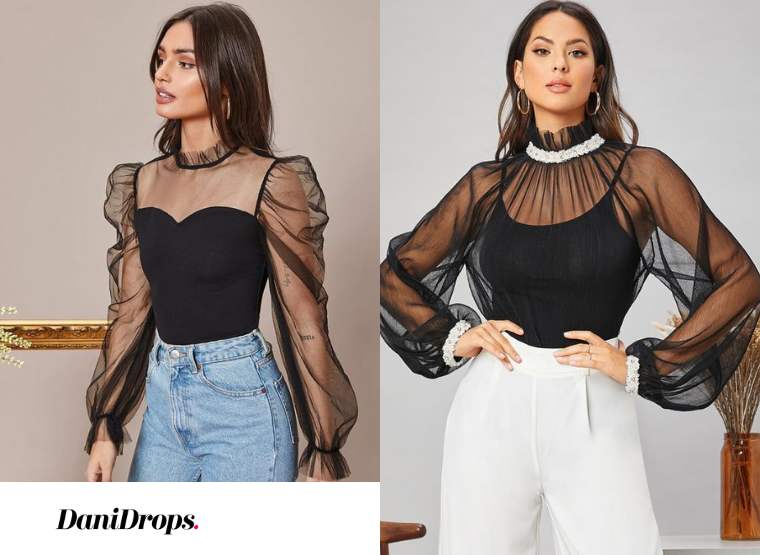 Look Blusa Transparente Feminino