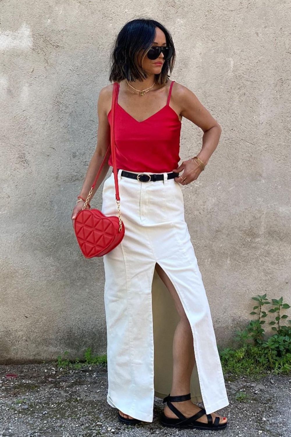 Look Bolsa Vermelha Feminino