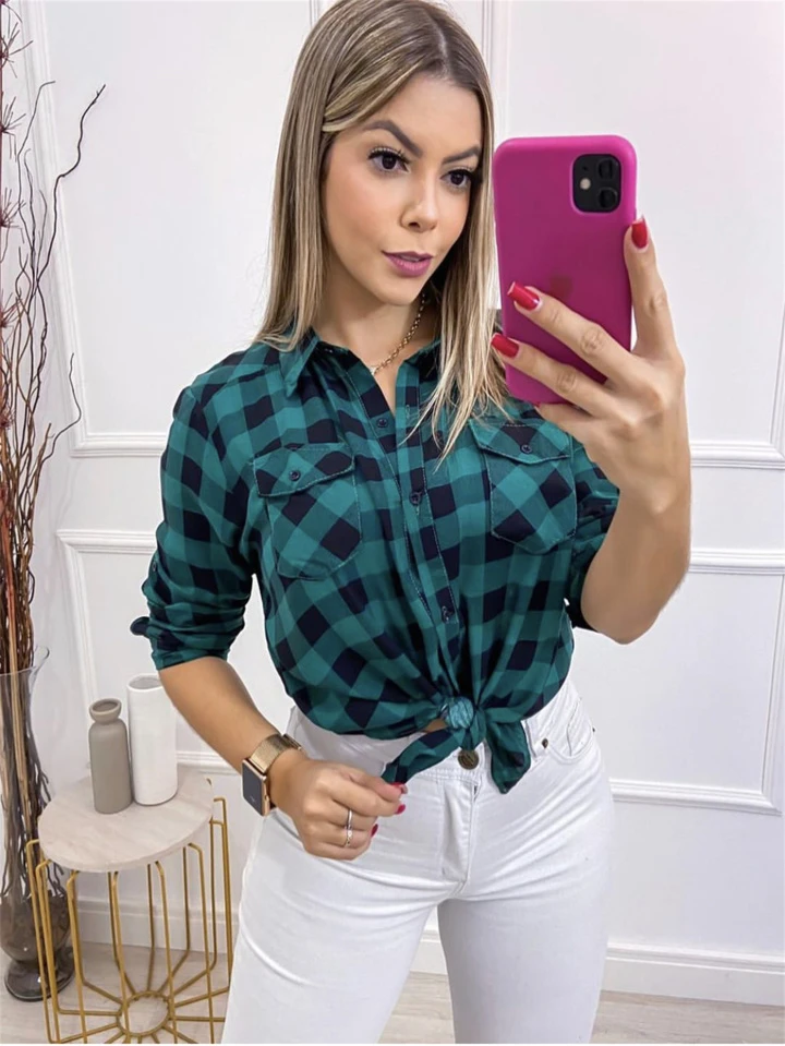 Look Camisa Xadrez Feminino