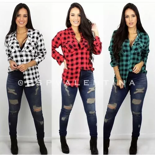 Look Camisa Xadrez Feminino