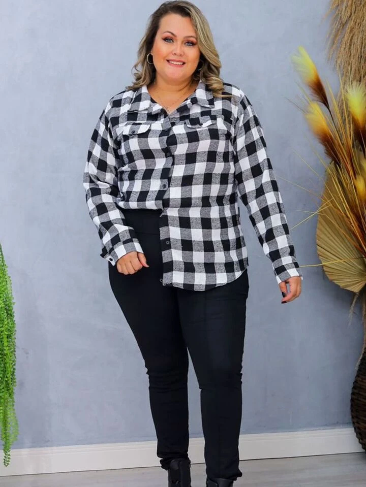 Look Camisa Xadrez Feminino