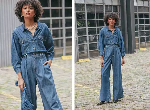 Look Azul E Branco Feminino