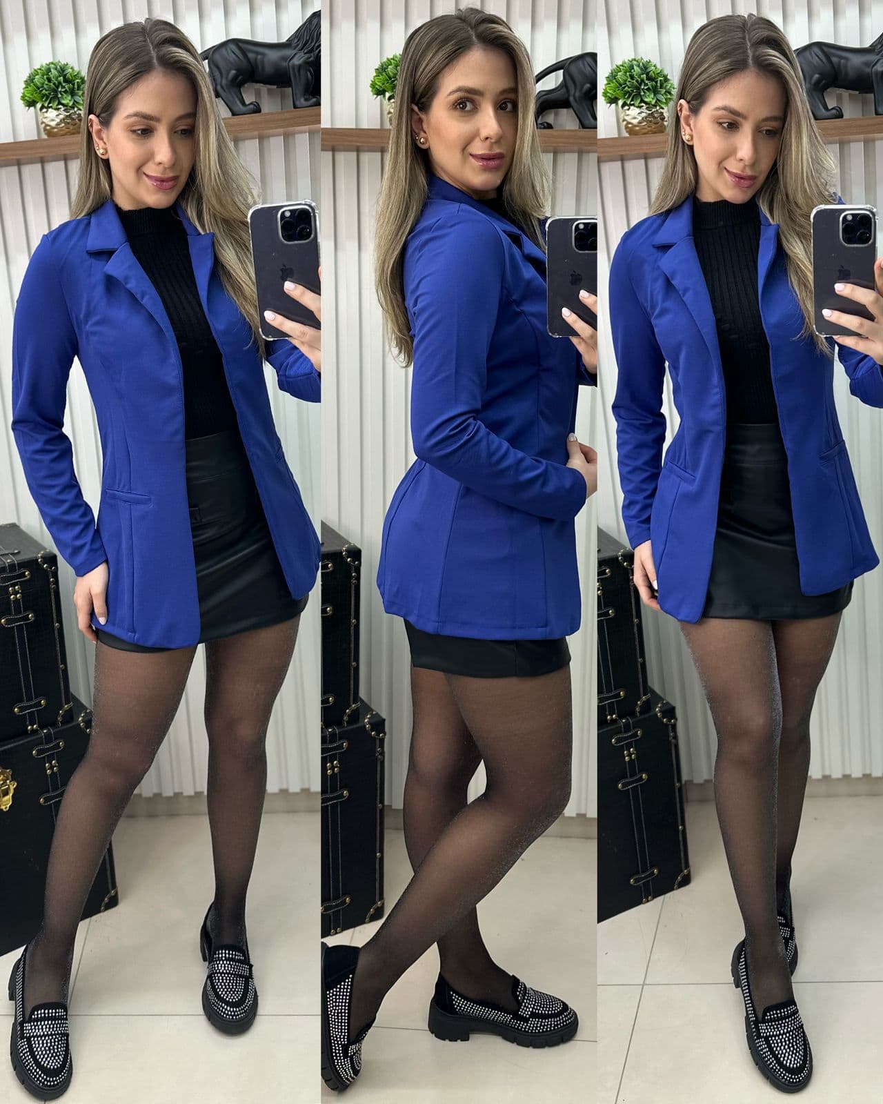 Look Blazer Azul Feminino