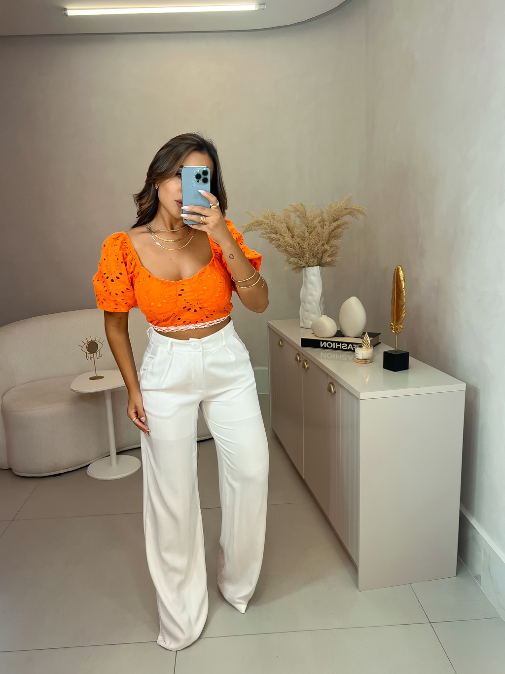 Look Calça Off White Feminino