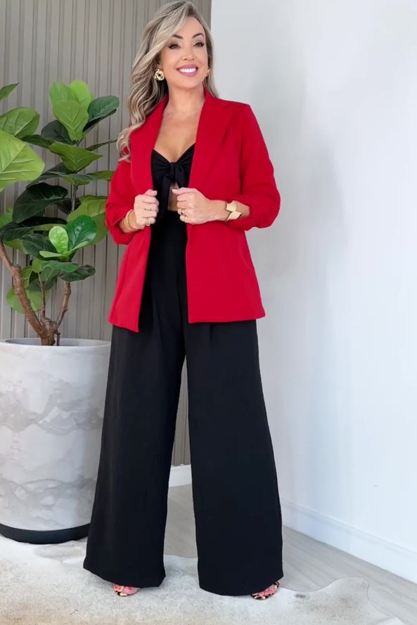 Look Blazer Vermelho Feminino