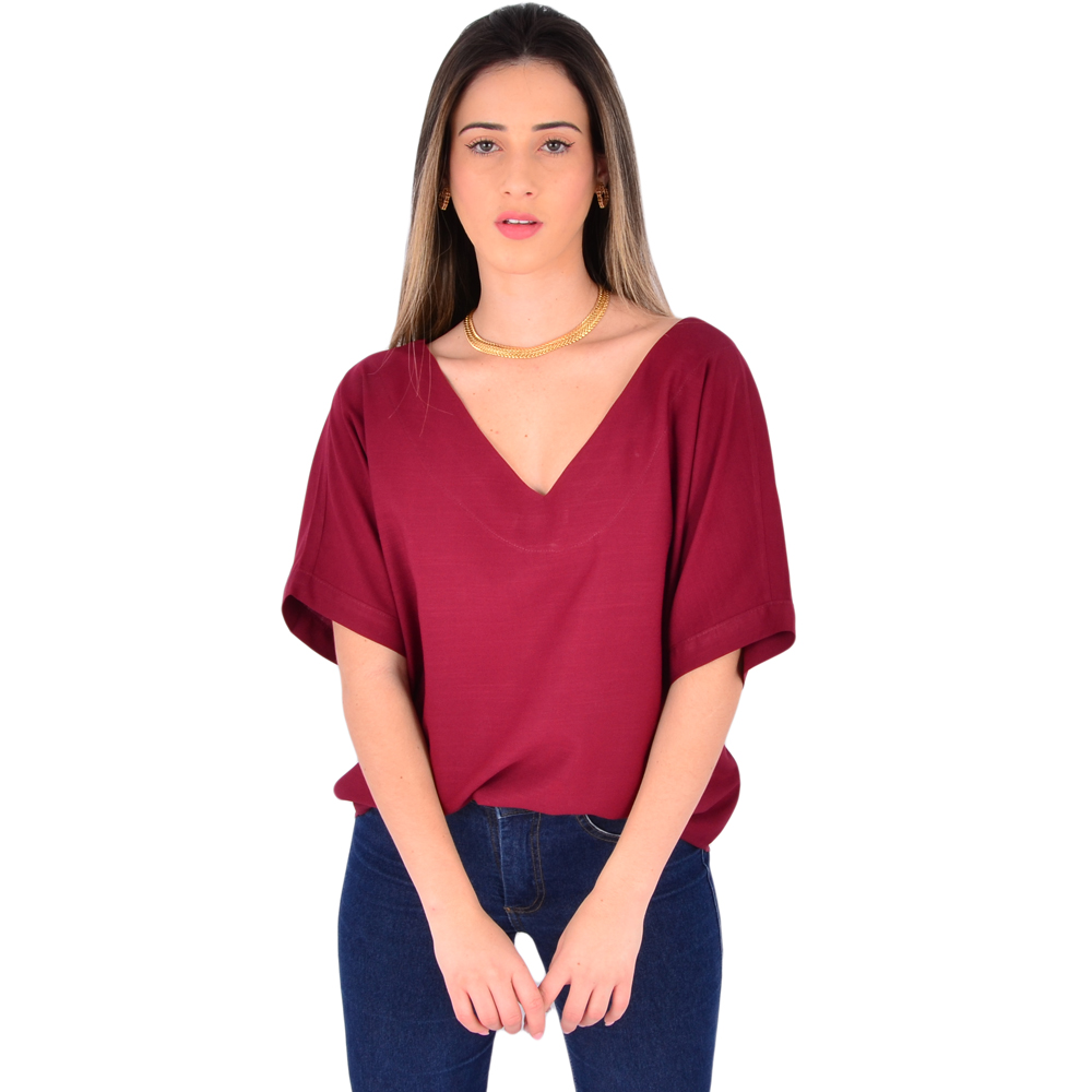 Look Blusa Vinho Feminino