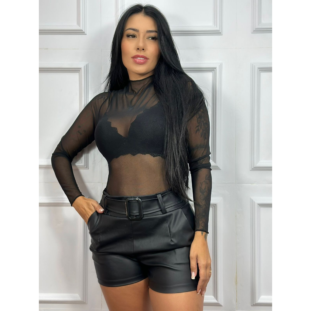 Look Blusa Transparente Feminino