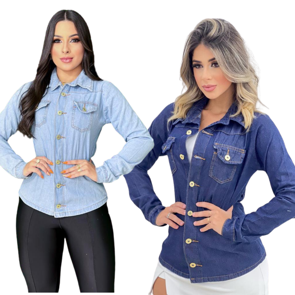 Look Camisa Jeans E Legging Feminino