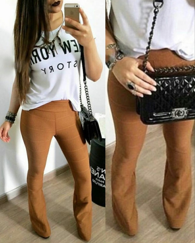 Look Calça Mostarda Feminino