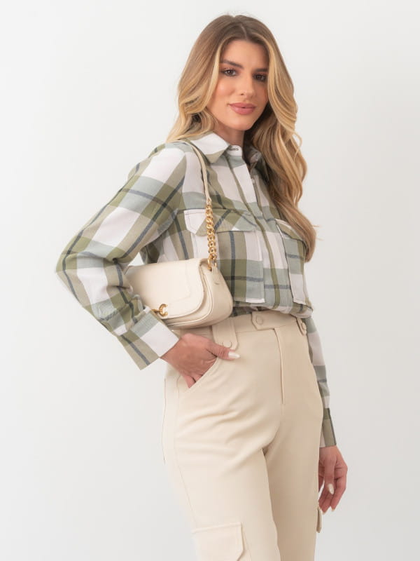 Look Camisa Xadrez Feminino