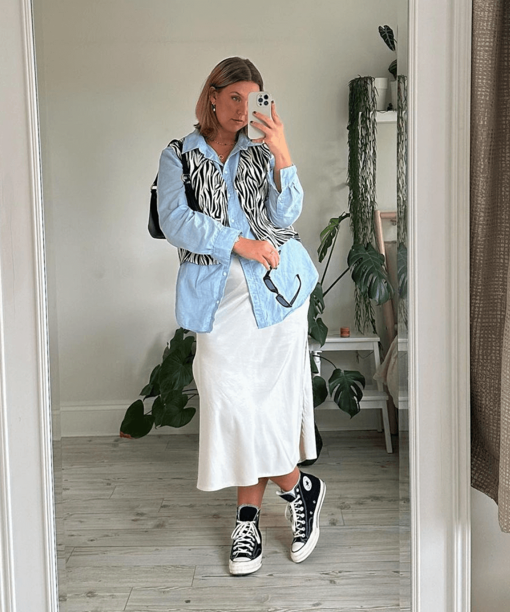 Look Azul E Branco Feminino