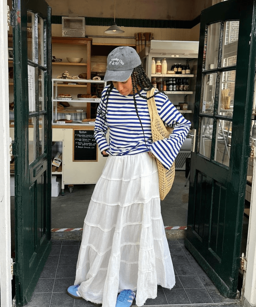 Look Azul E Branco Feminino