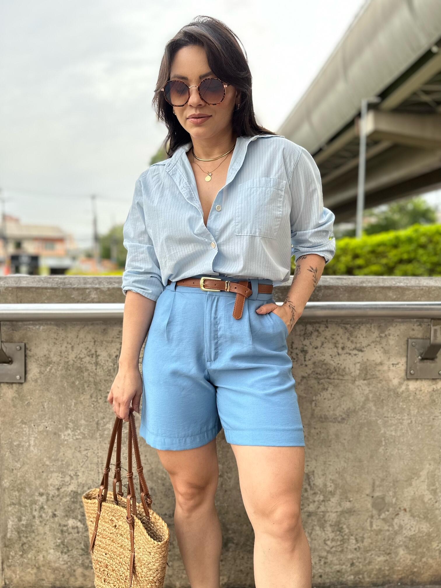 Look Camisa Jeans E Short Feminino