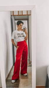 Look Calça Vermelha Feminino