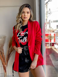 Look Blazer Vermelho Feminino