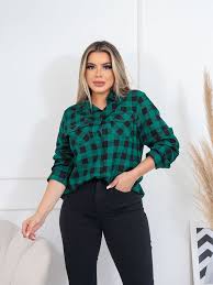 Look Camisa Xadrez Feminino