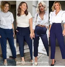 Look Azul E Branco Feminino