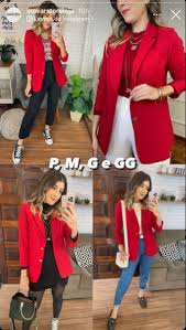 Look Blazer Vermelho Feminino