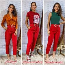 Look Calça Vermelha Feminino