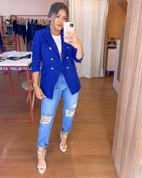 Look Blazer Azul Feminino