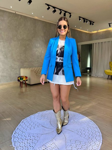 Look Blazer Azul Feminino