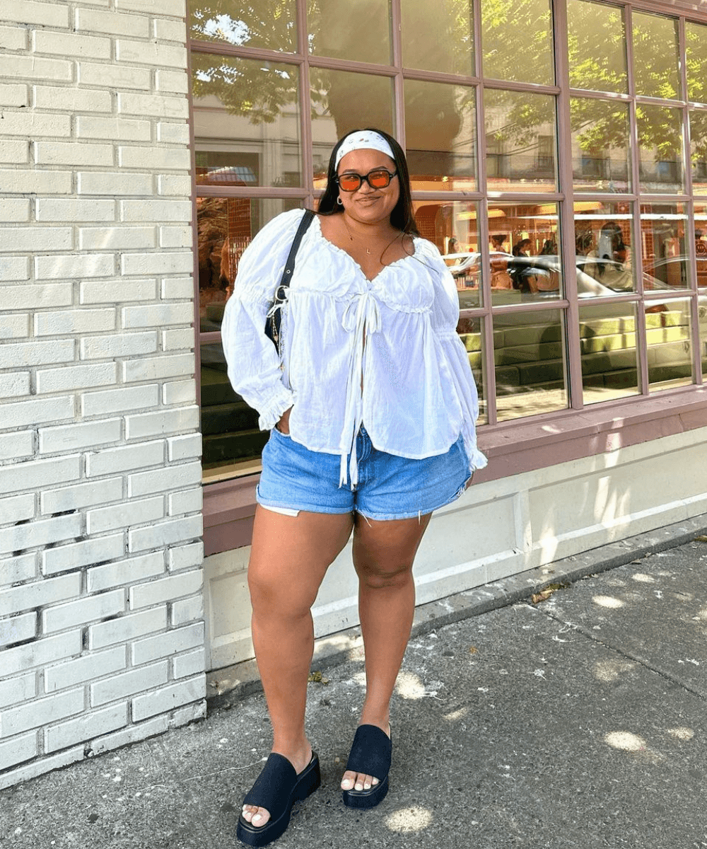 Look Camisa Jeans E Short Feminino