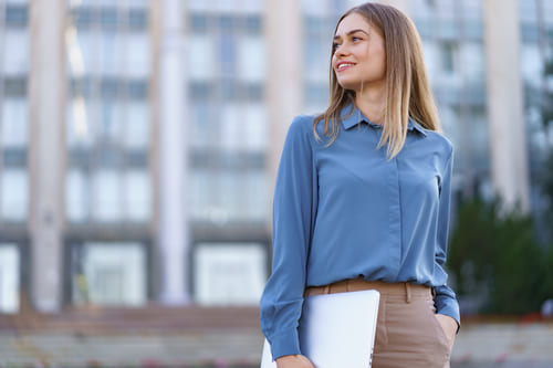 Look Azul E Branco Feminino