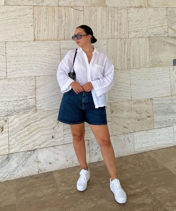 Look Camisa Jeans E Short Feminino