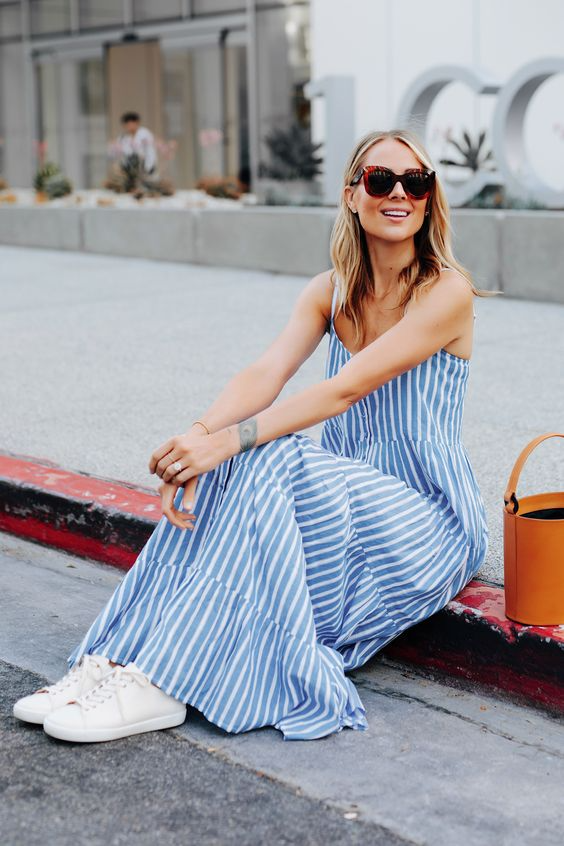 Look Azul E Branco Feminino