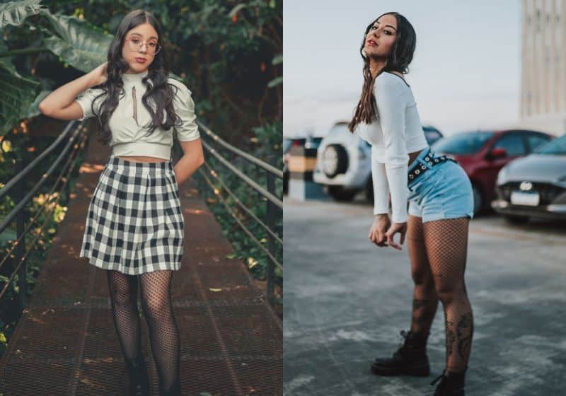 Look Com Meia Arrastão Feminino