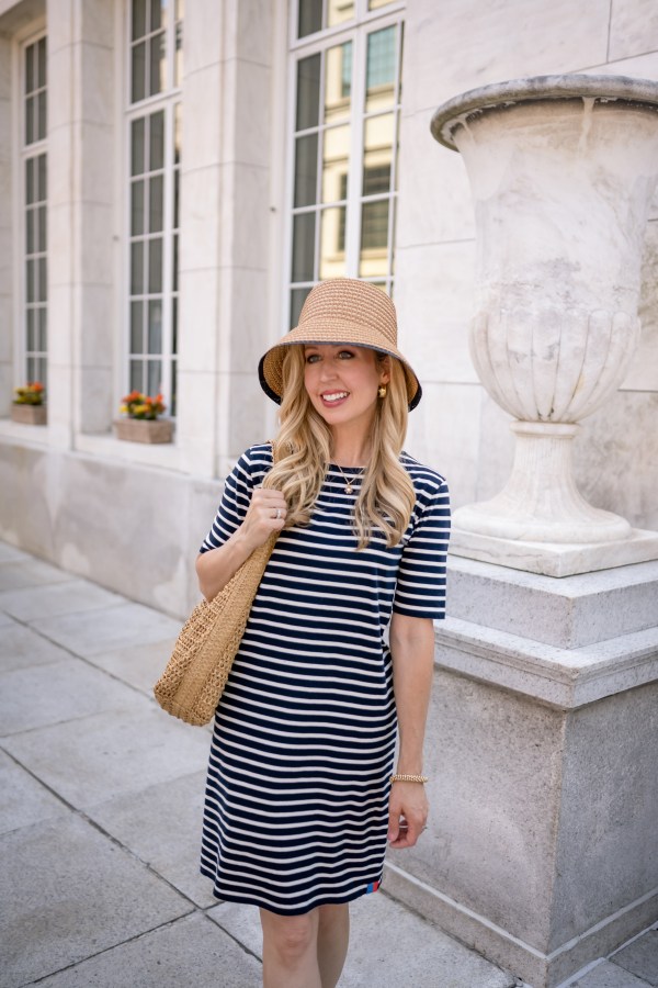 feminine look with straw hat