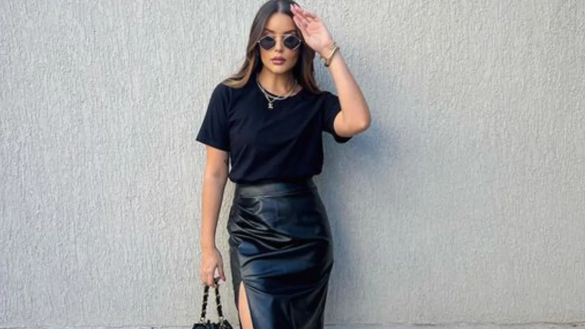 Ideias de Look Com Saia De Couro Preta Feminino