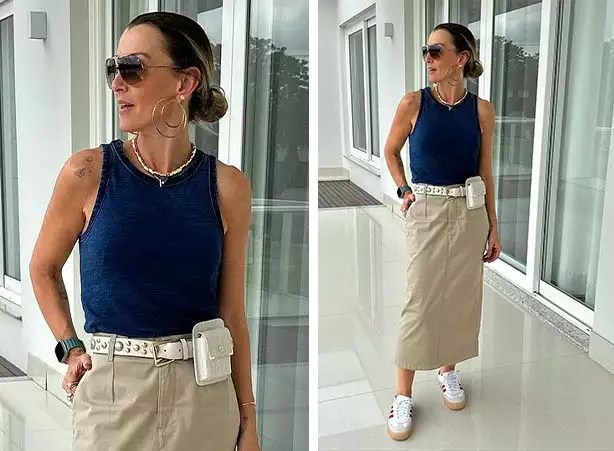 Look Com Saia Feminino