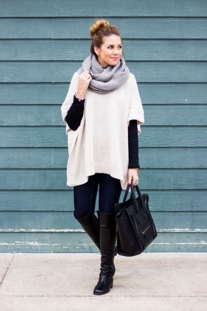 Look Com Poncho Feminino