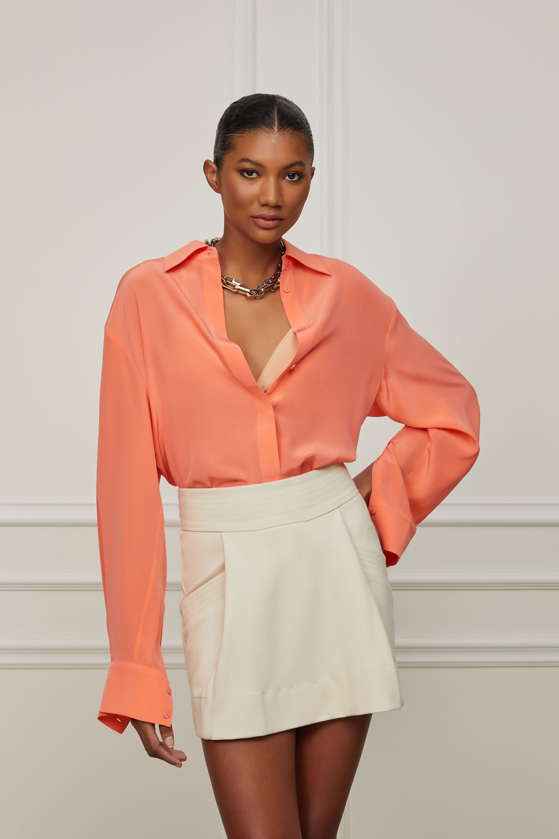 fashion woman look orange blouse