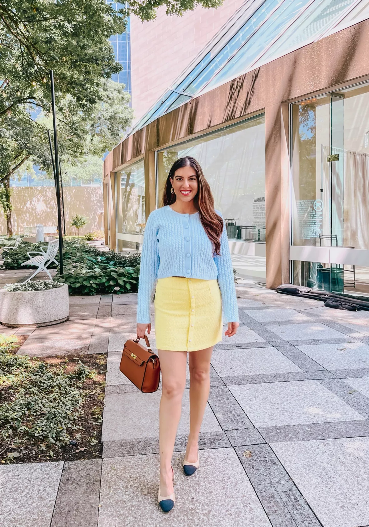 fashion woman look with yellow skirt