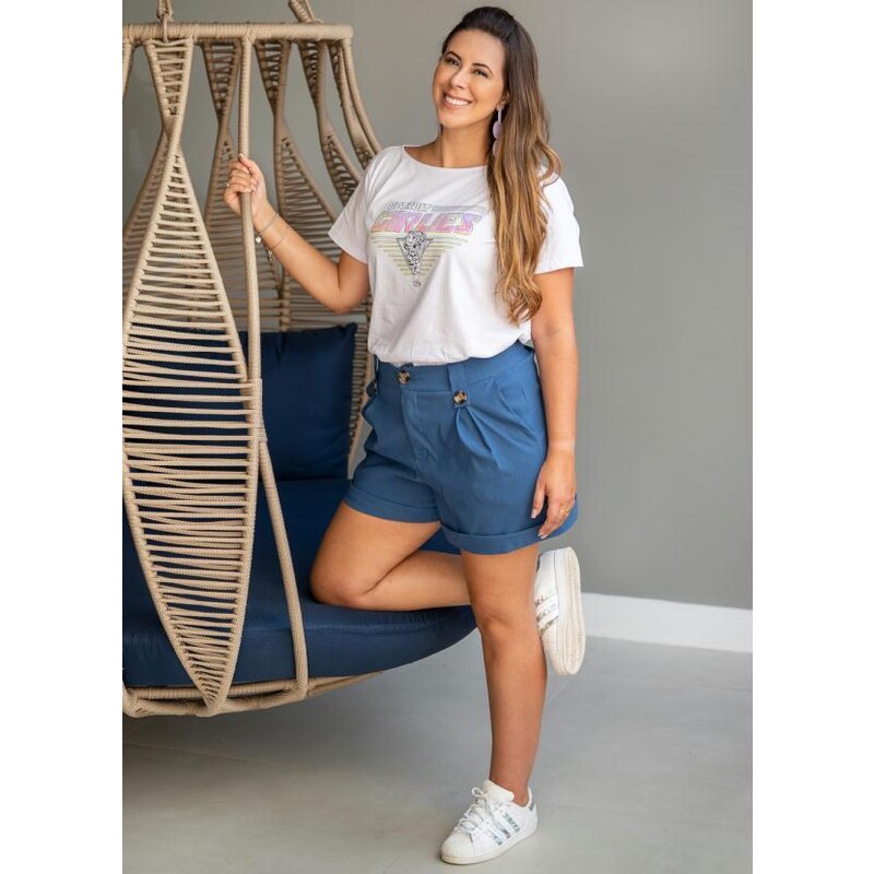 look com short azul Feminino