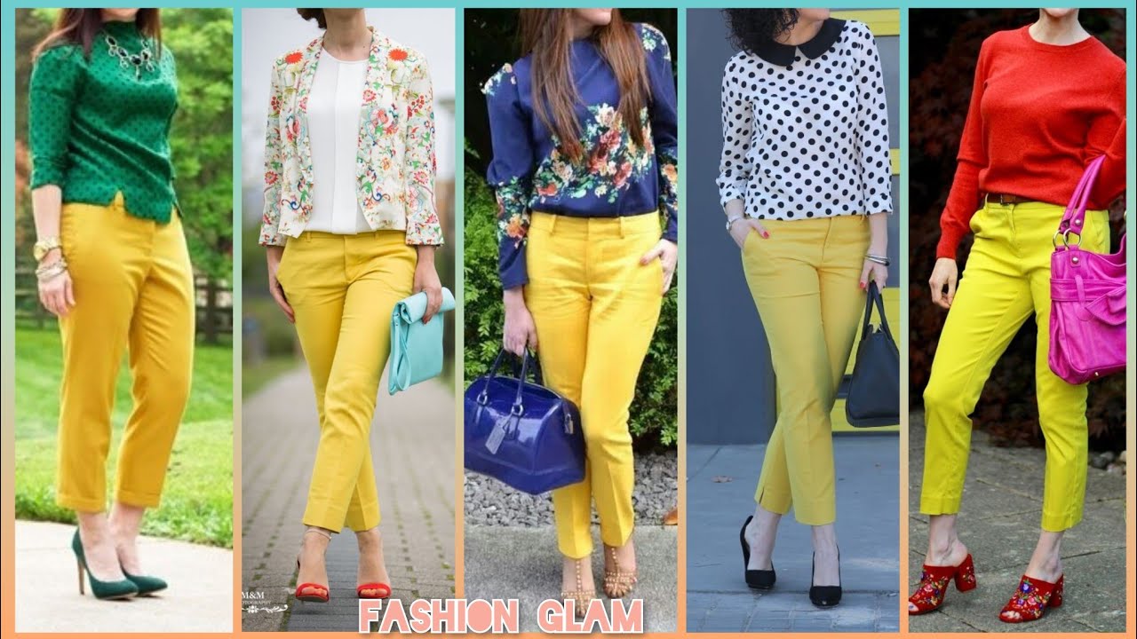 fashion woman look yellow pants