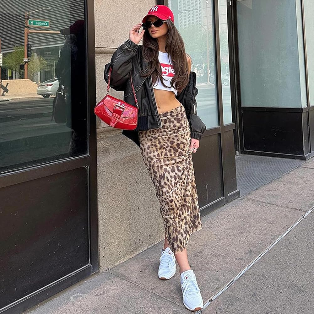 fashion woman look leopard skirt