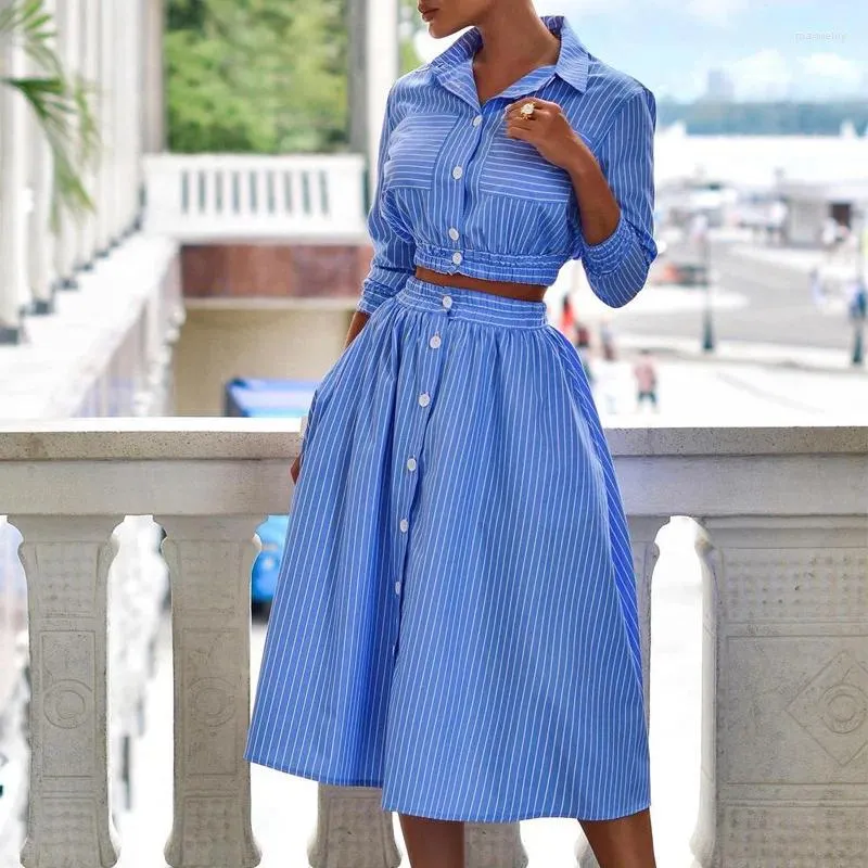 fashion woman look with striped skirt