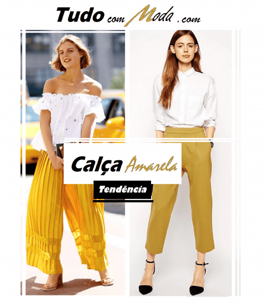 look calça amarela Feminino