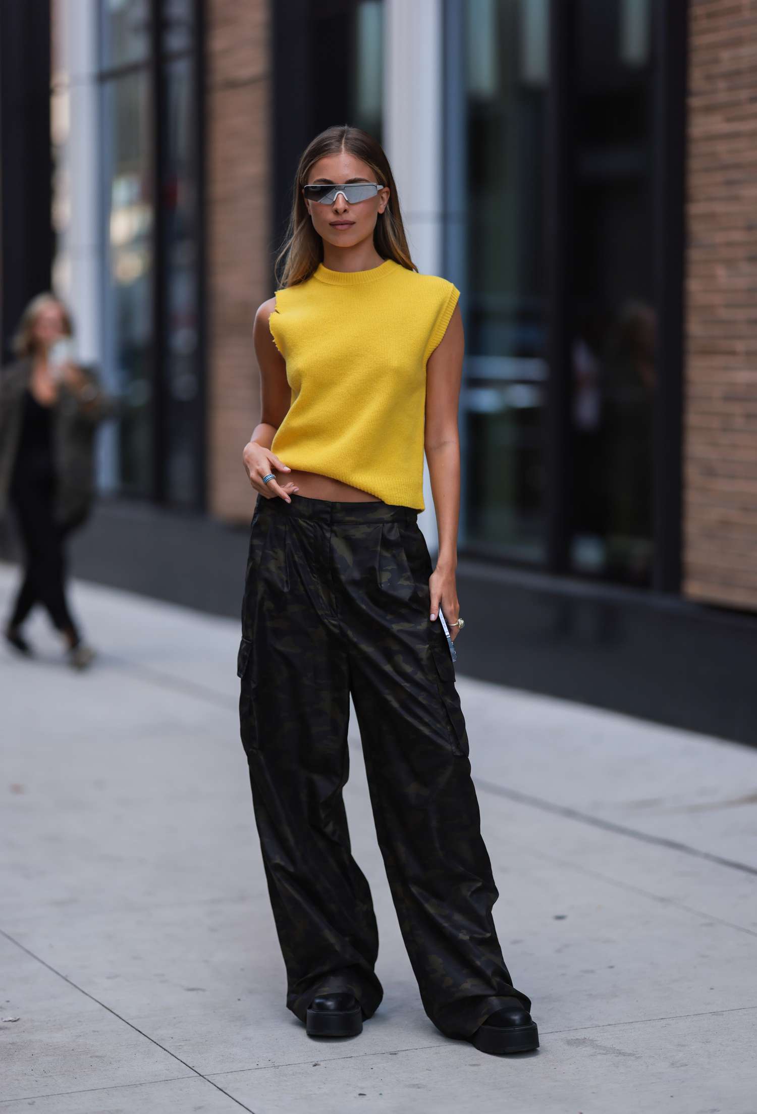 fashion woman look yellow pants