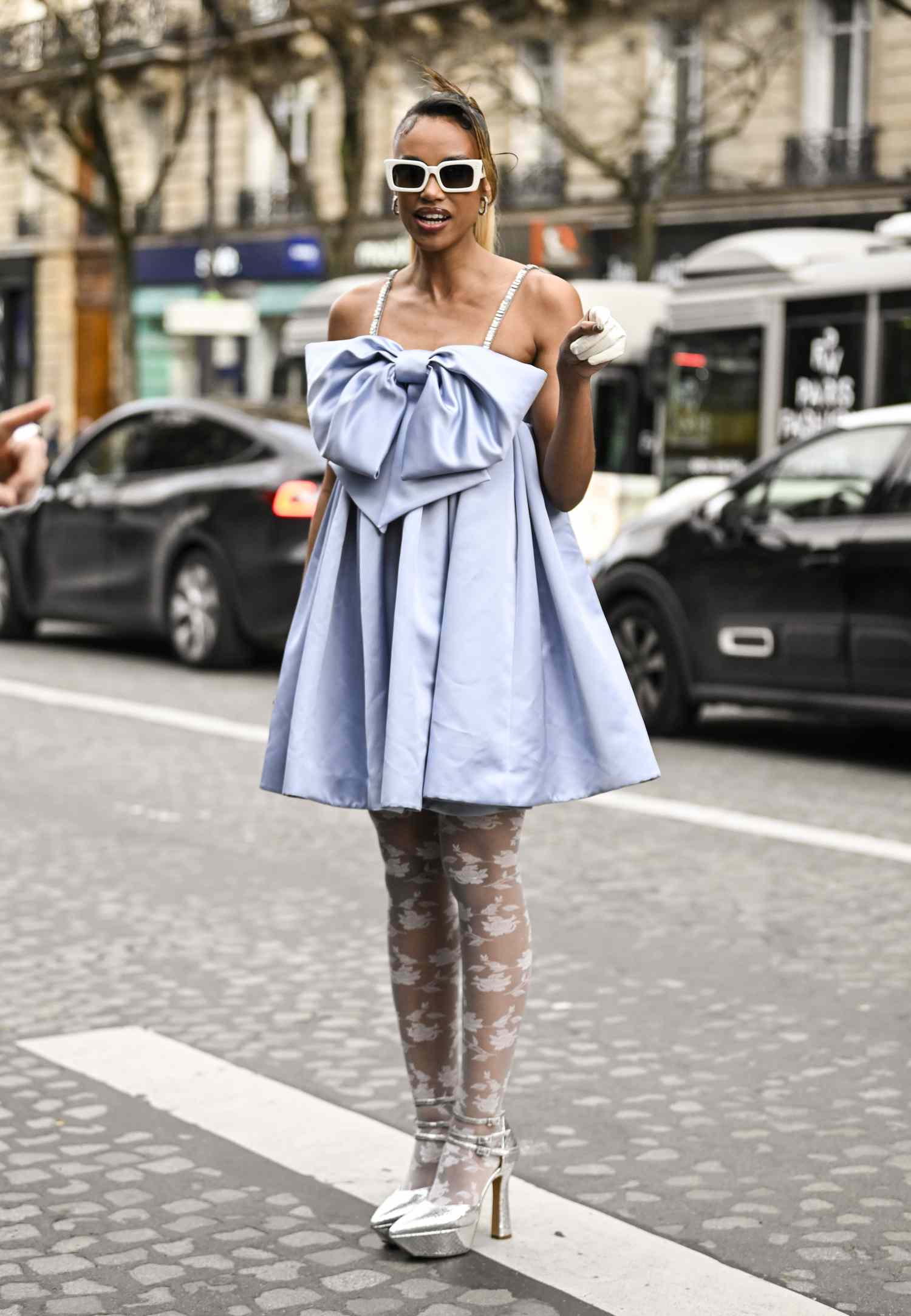 fashion woman look blue dress