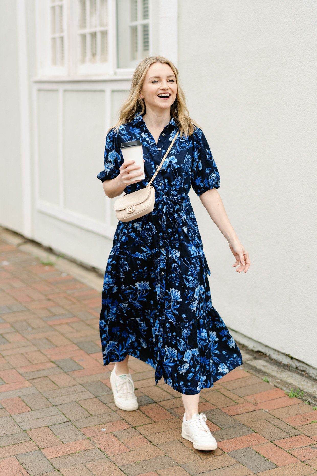 fashion woman look blue dress