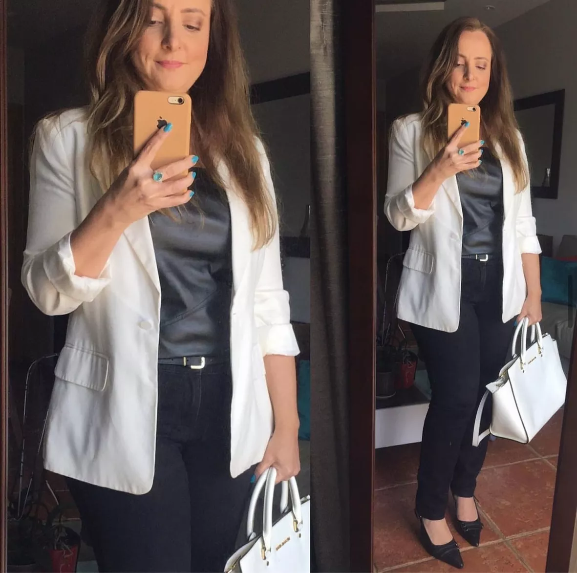 look bolsa branca Feminino