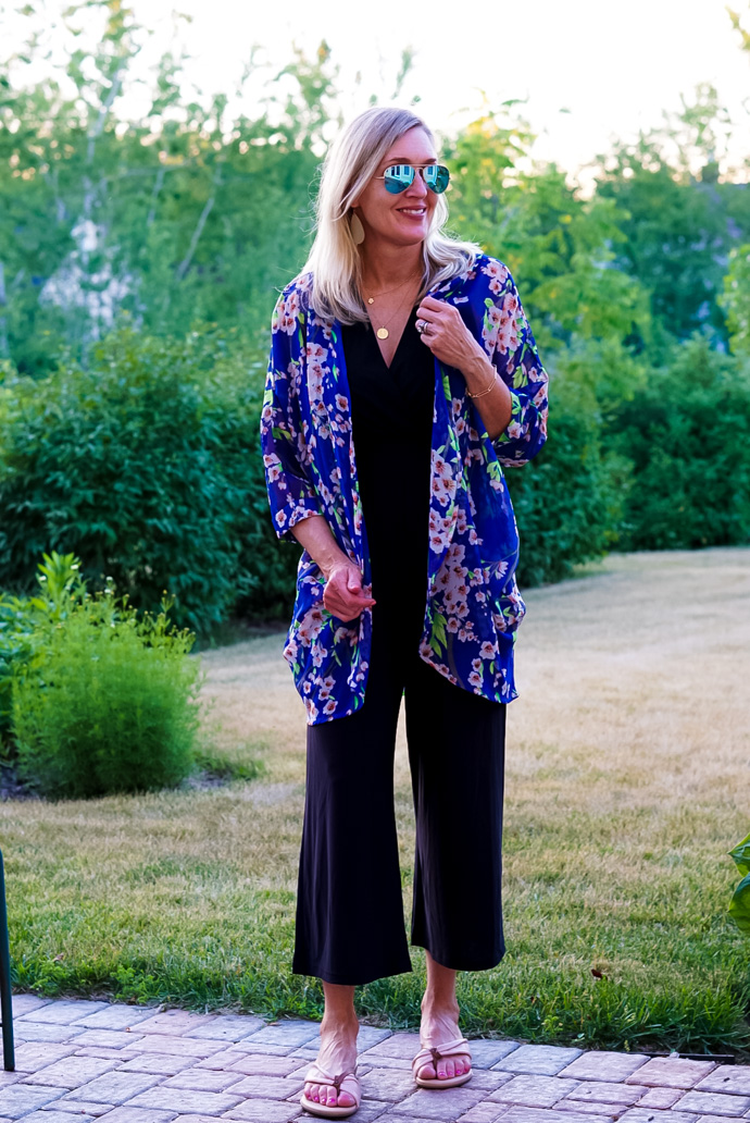 fashion woman look with black jumpsuit