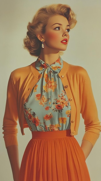 fashion woman look orange blouse