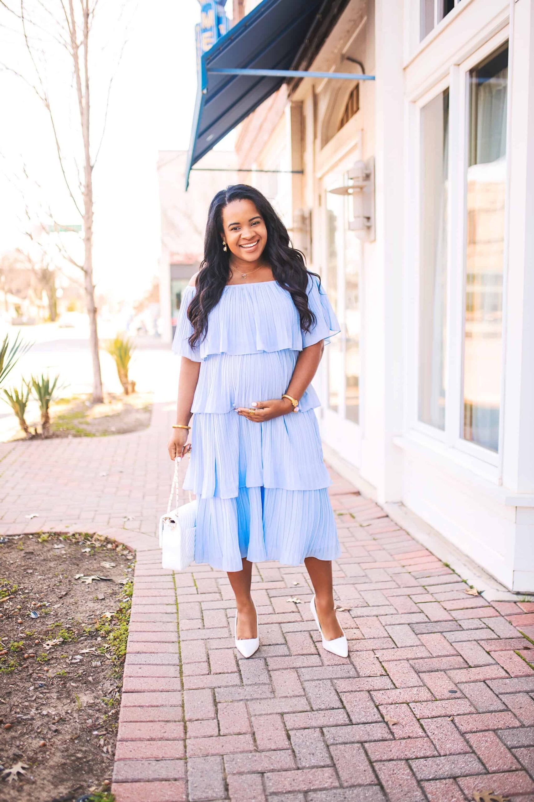 fashion woman look blue dress