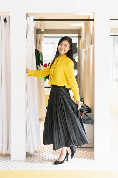 fashion woman look with yellow skirt