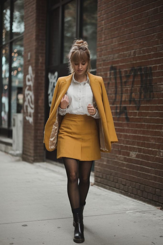 fashion woman look with yellow skirt